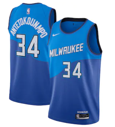 Men Milwaukee Bucks #34 Antetokounmp blue Game Nike NBA city Edition Jerseys